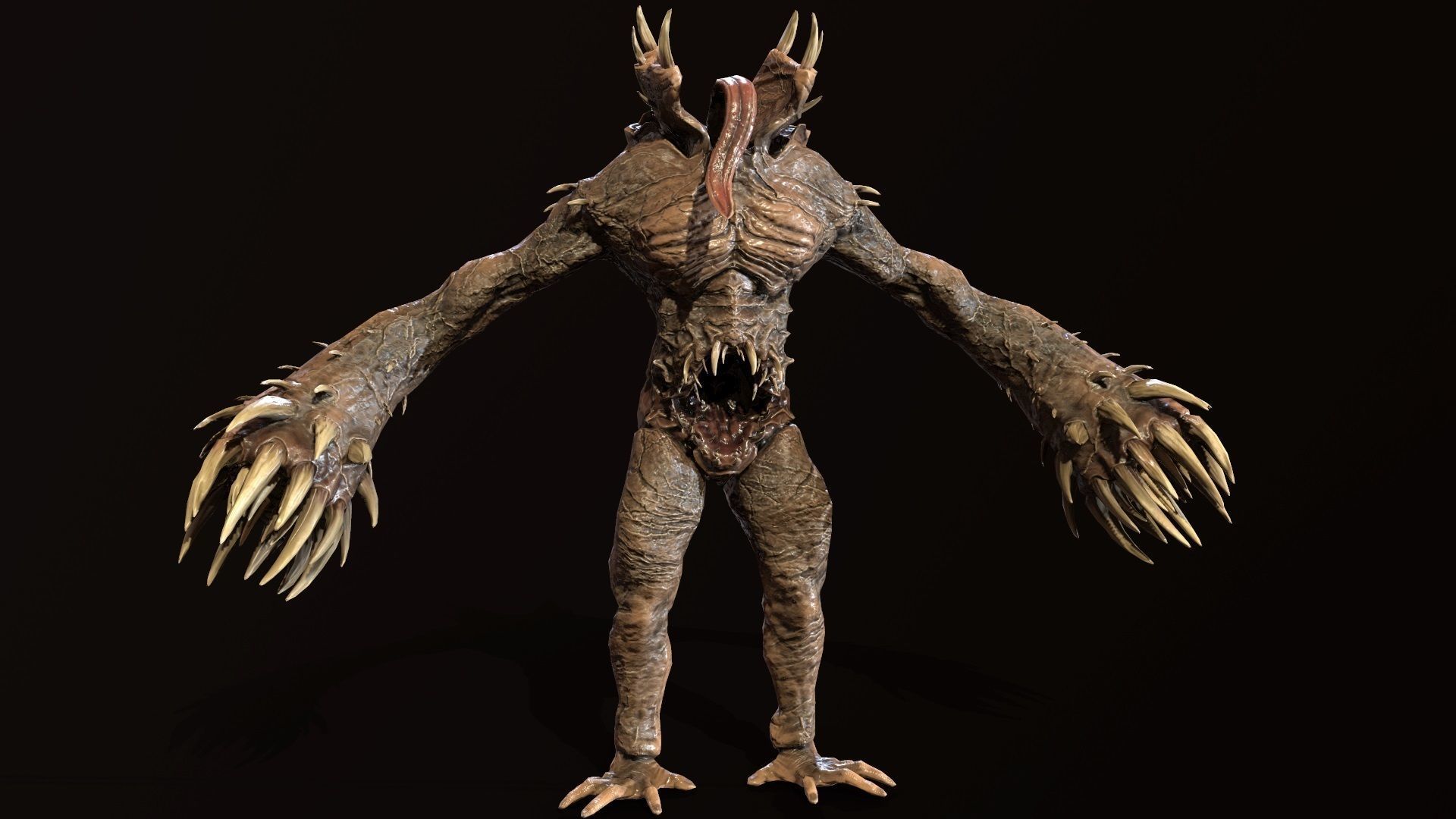 Necromutant6 creature with claws and claws Low-poly 3D model_3