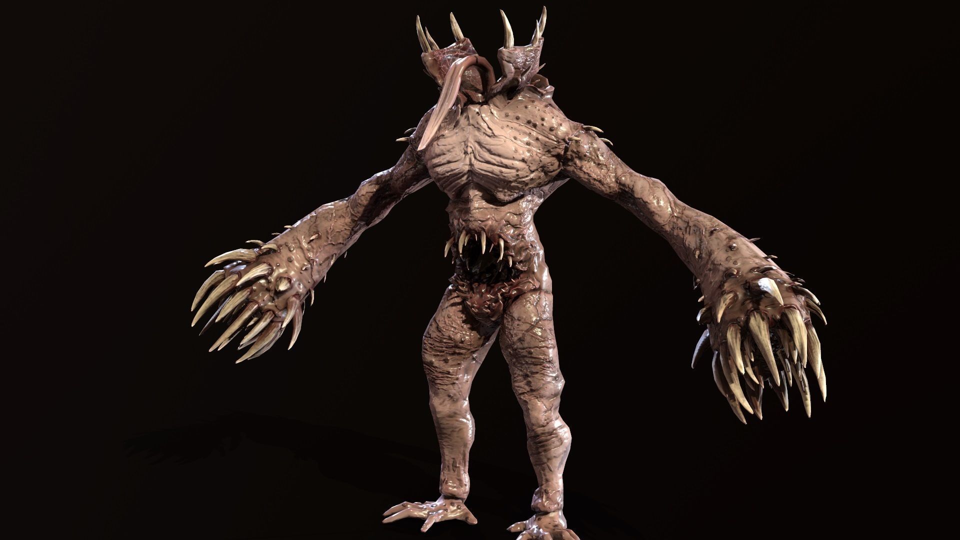 Necromutant6 creature with claws and claws Low-poly 3D model_9