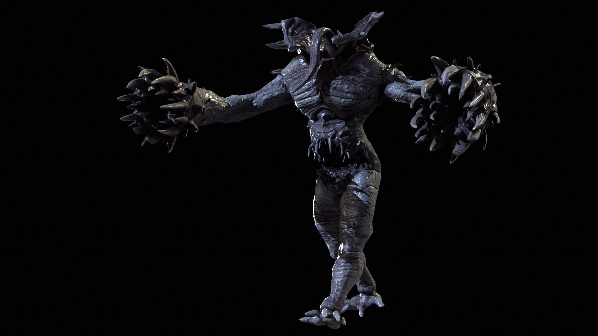 Necromutant6 creature with claws and claws Low-poly 3D model_17