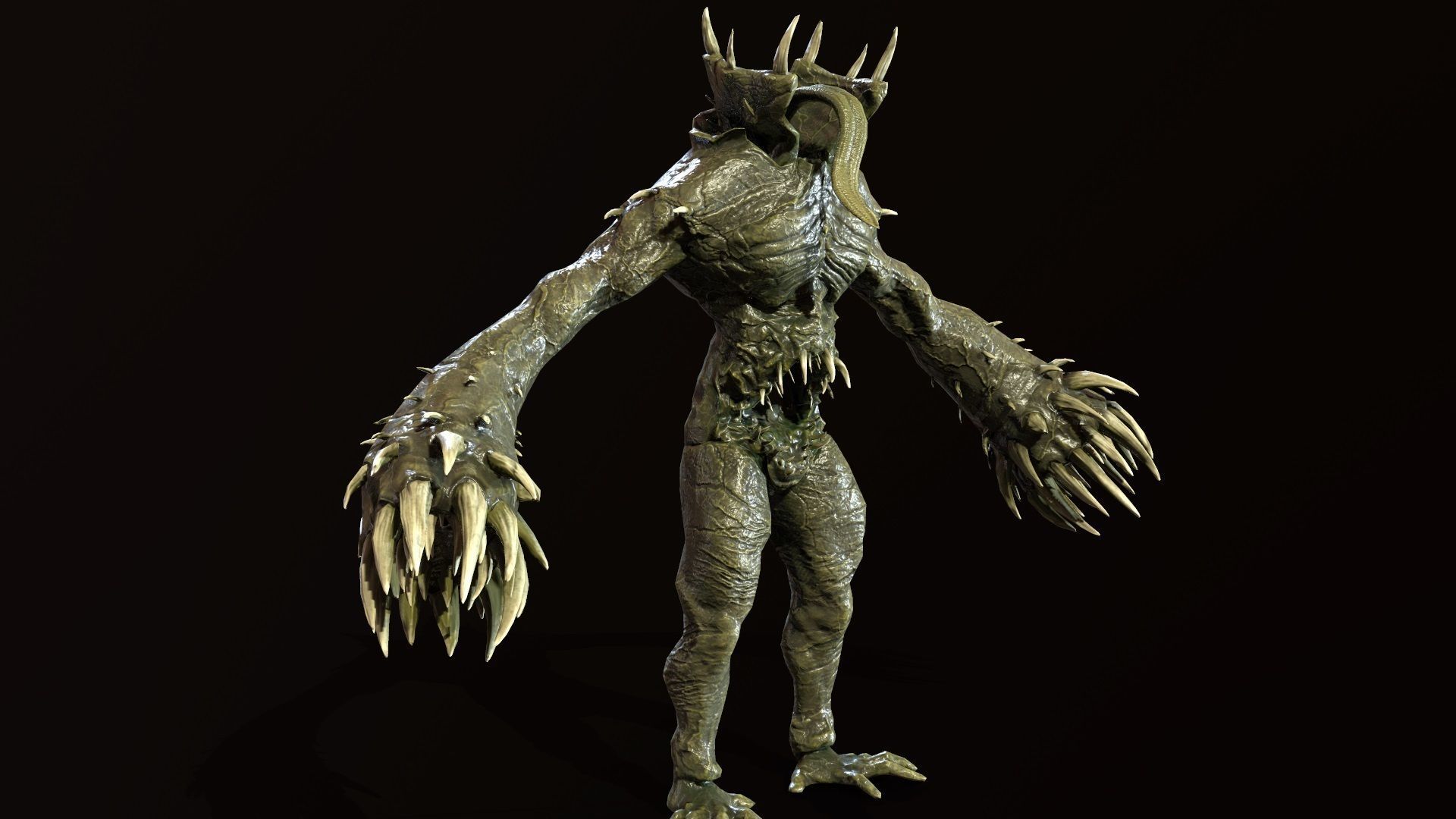 Necromutant6 creature with claws and claws Low-poly 3D model_7