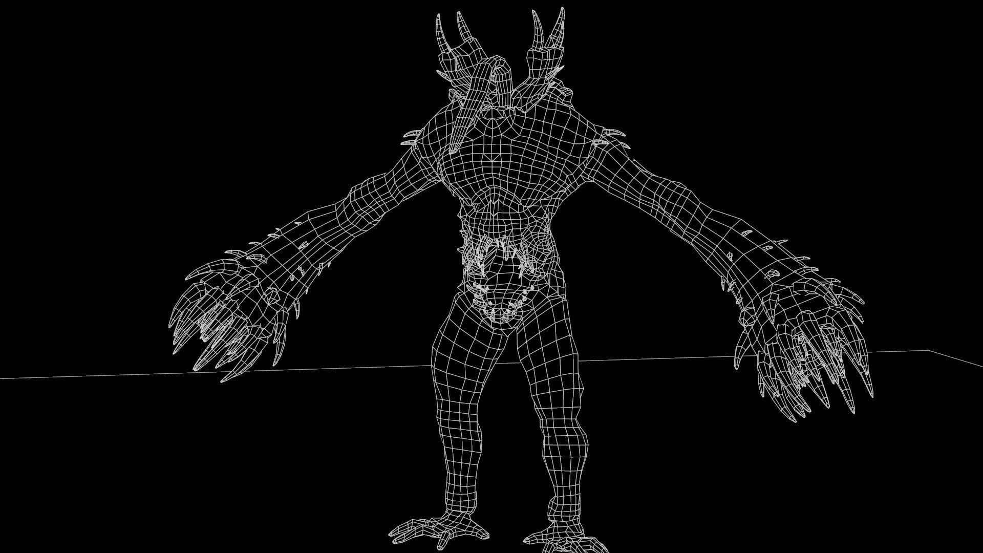 Necromutant6 creature with claws and claws Low-poly 3D model_12