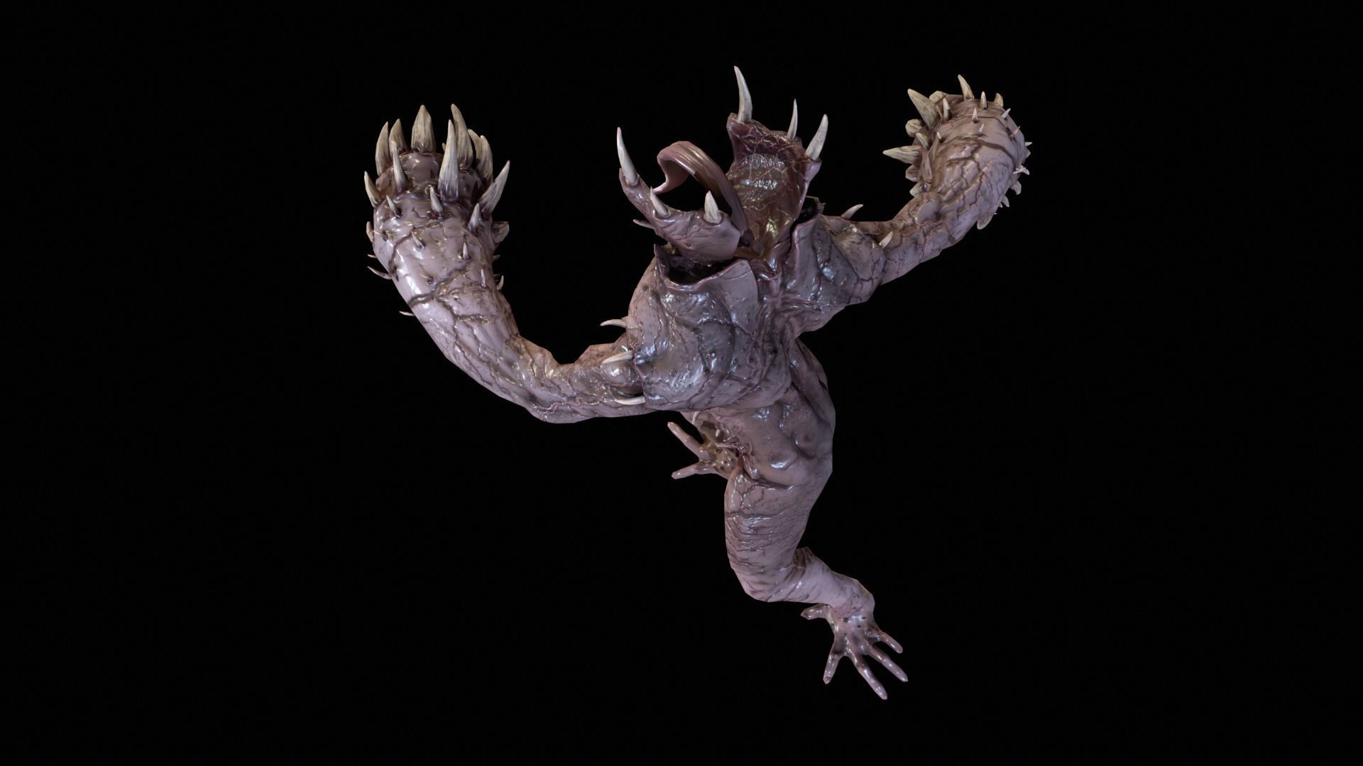 Necromutant6 creature with claws and claws Low-poly 3D model_25
