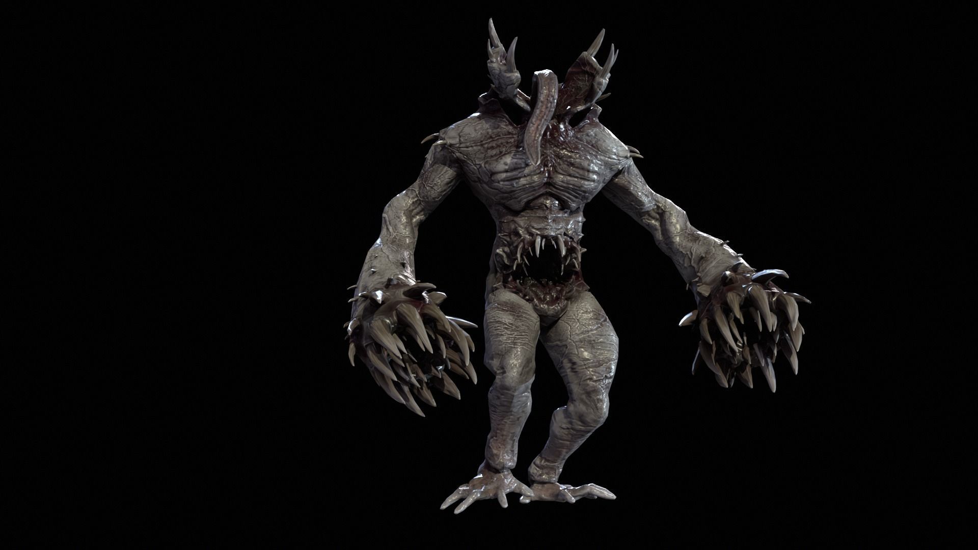 Necromutant6 creature with claws and claws Low-poly 3D model_18