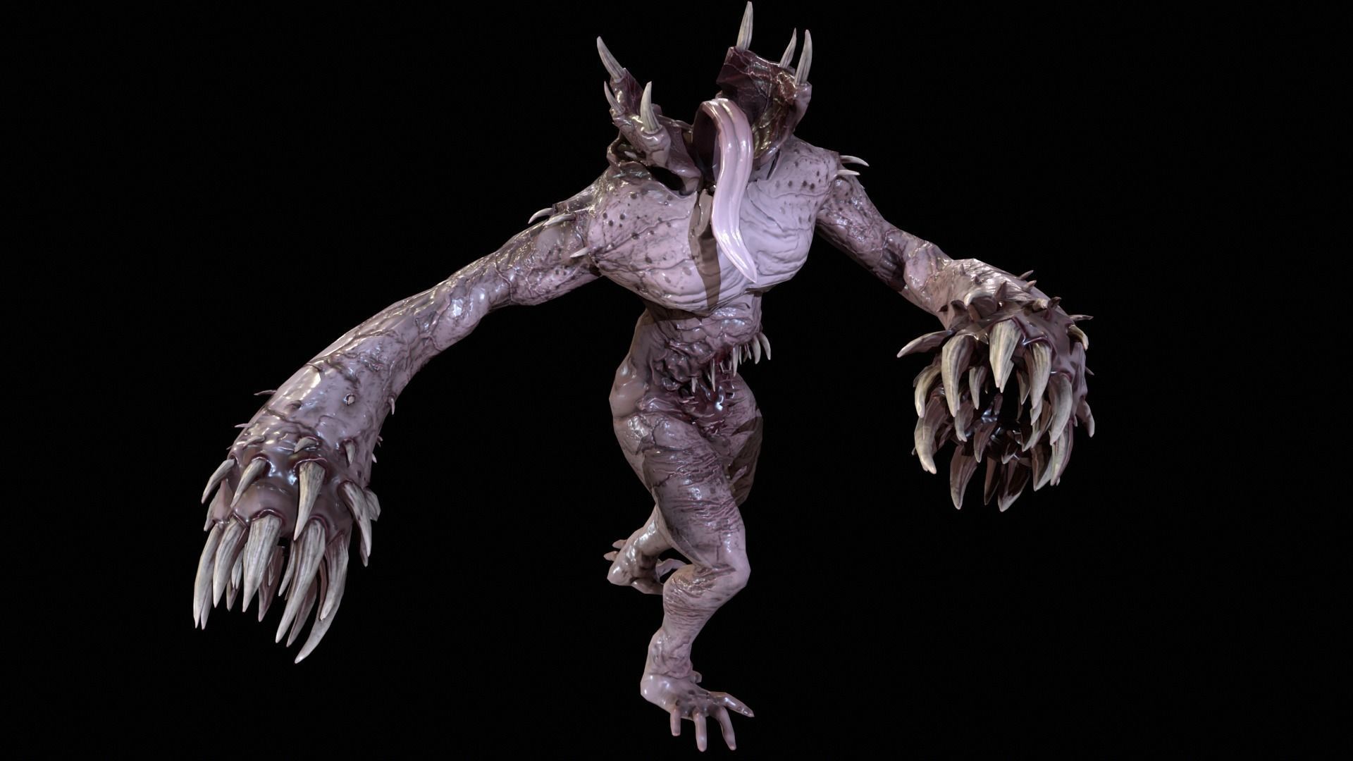 Necromutant6 creature with claws and claws Low-poly 3D model_24