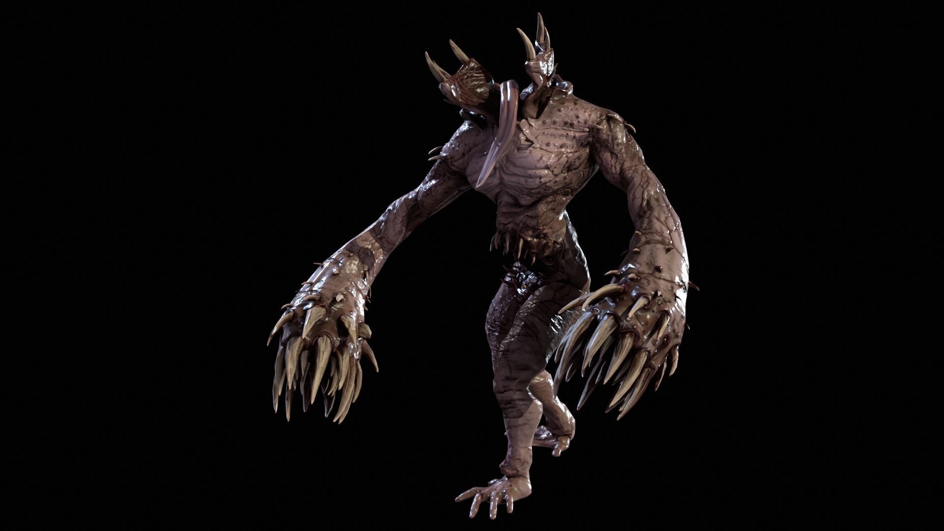 Necromutant6 creature with claws and claws Low-poly 3D model_14