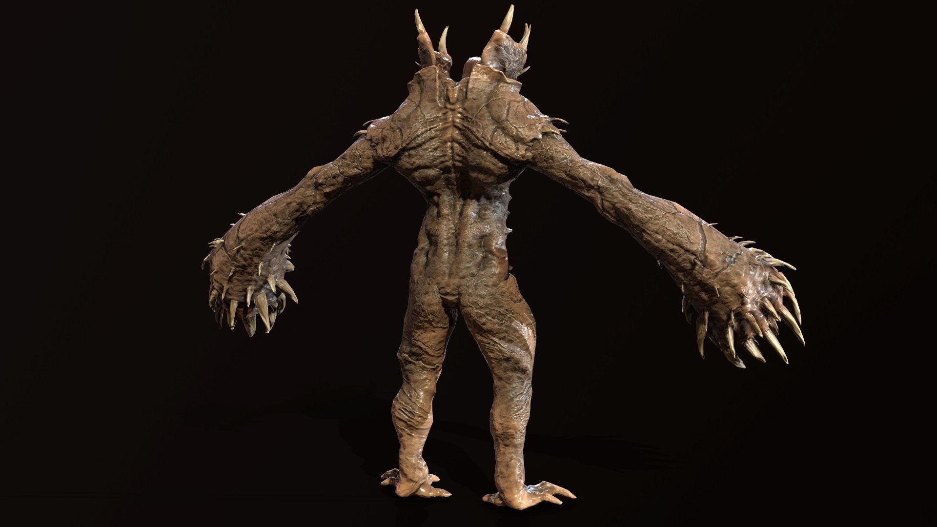 Necromutant6 creature with claws and claws Low-poly 3D model_4