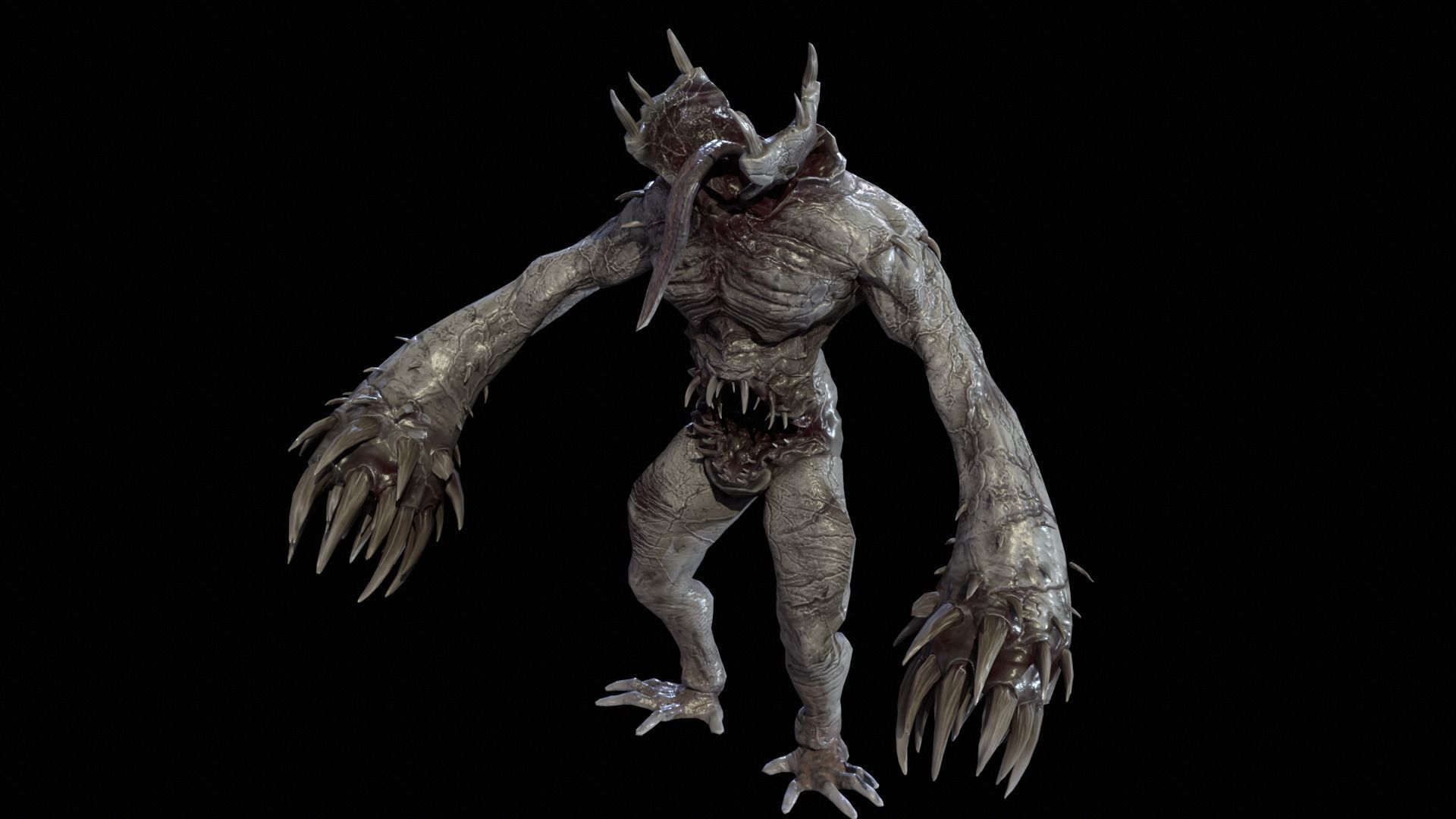 Necromutant6 creature with claws and claws Low-poly 3D model_20