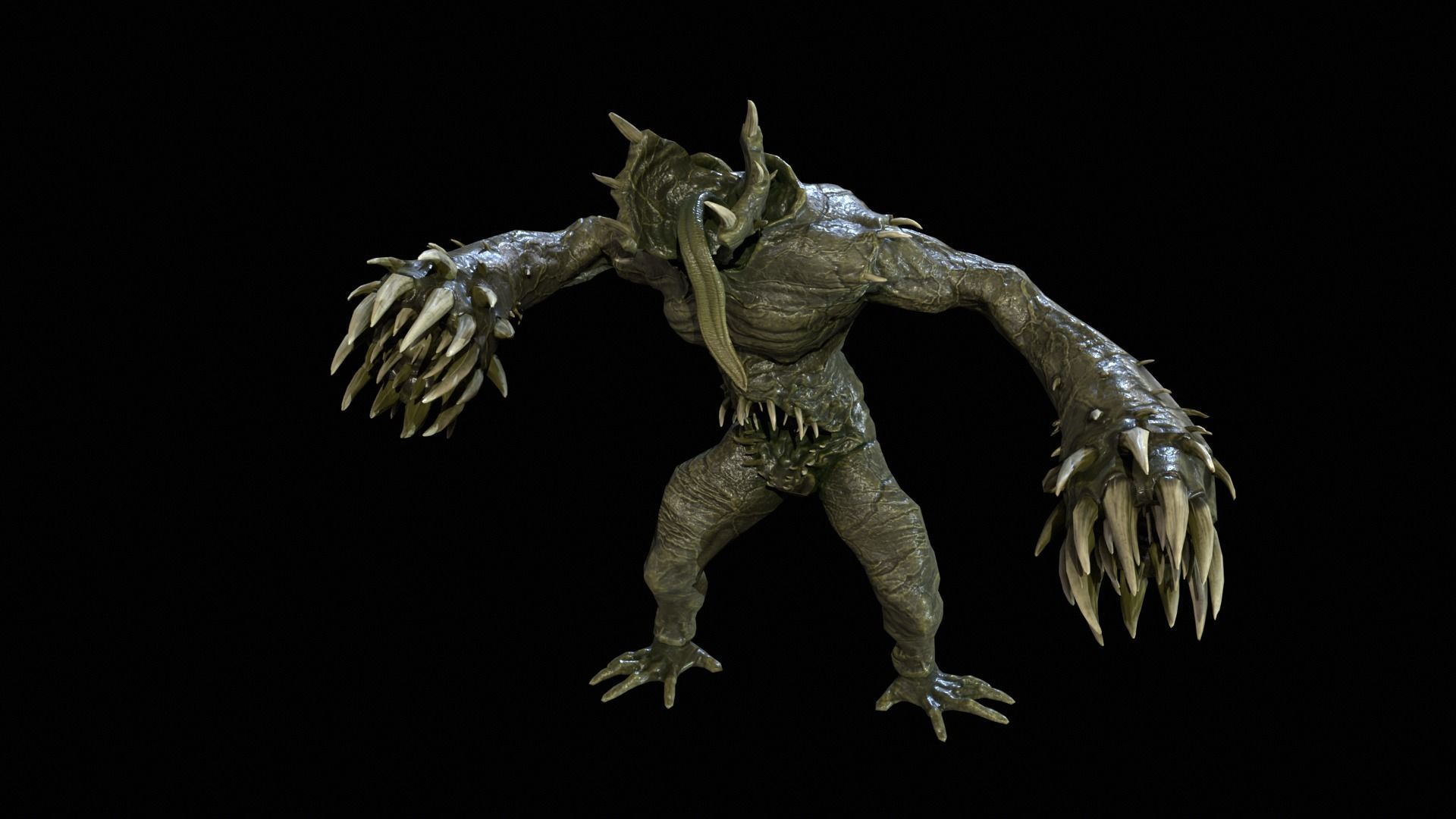 Necromutant6 creature with claws and claws Low-poly 3D model_22