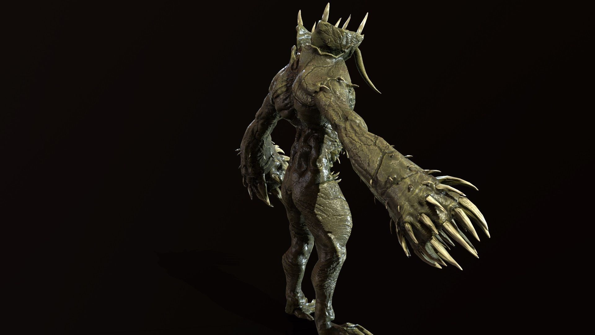 Necromutant6 creature with claws and claws Low-poly 3D model_8