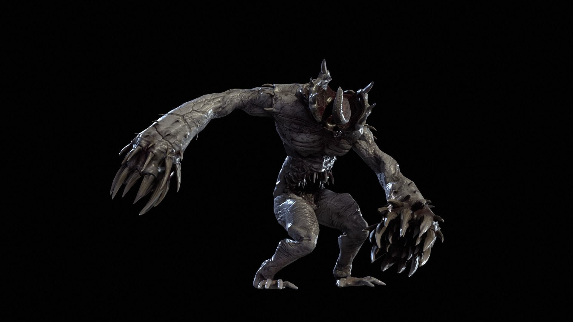 Necromutant6 creature with claws and claws Low-poly 3D model_19