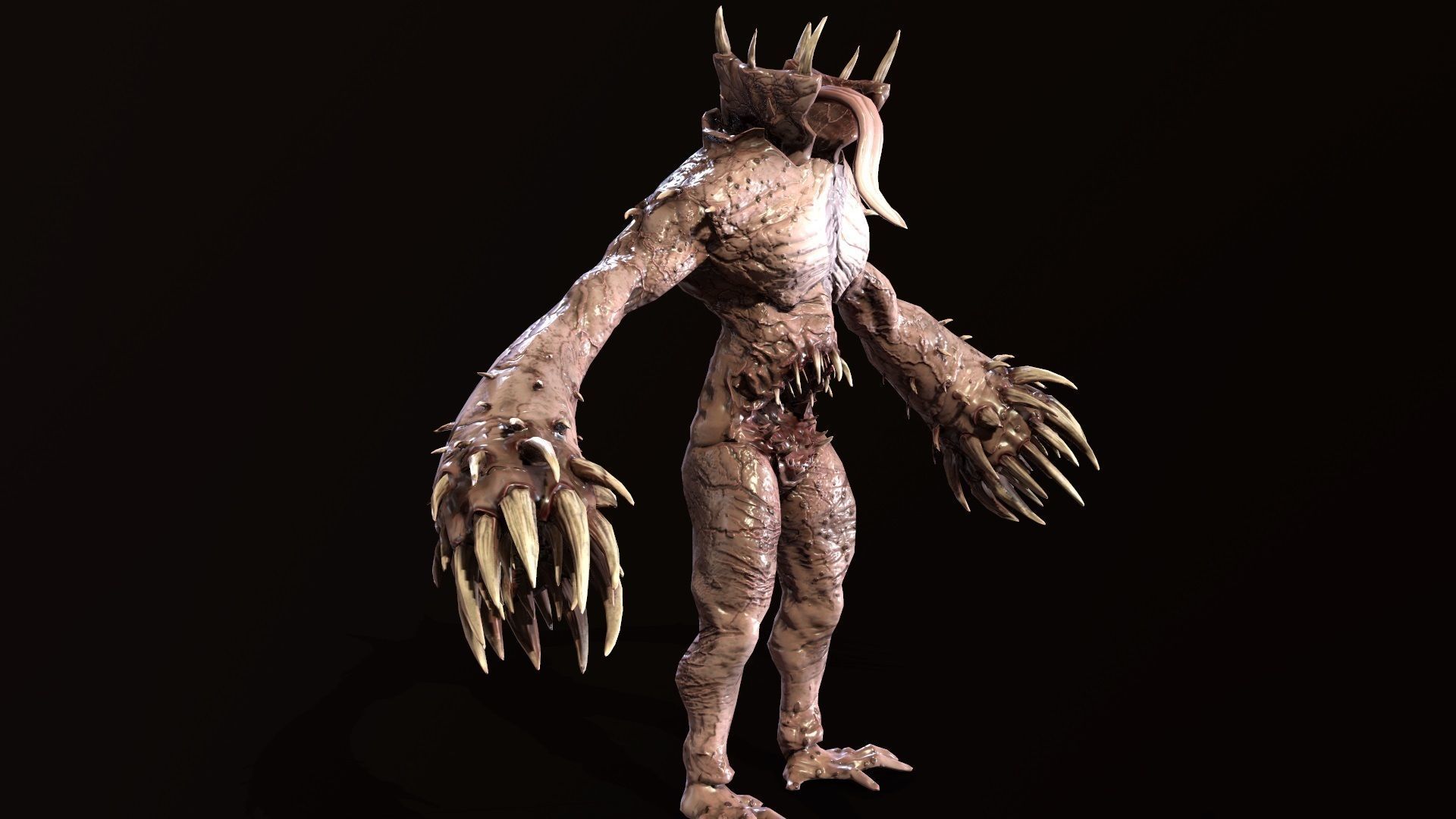 Necromutant6 creature with claws and claws Low-poly 3D model_10