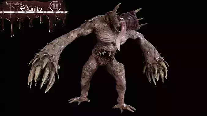 Necromutant6 creature with claws and claws Low-poly 3D model Necromutant6 creature with claws and claws Low-poly 3D model