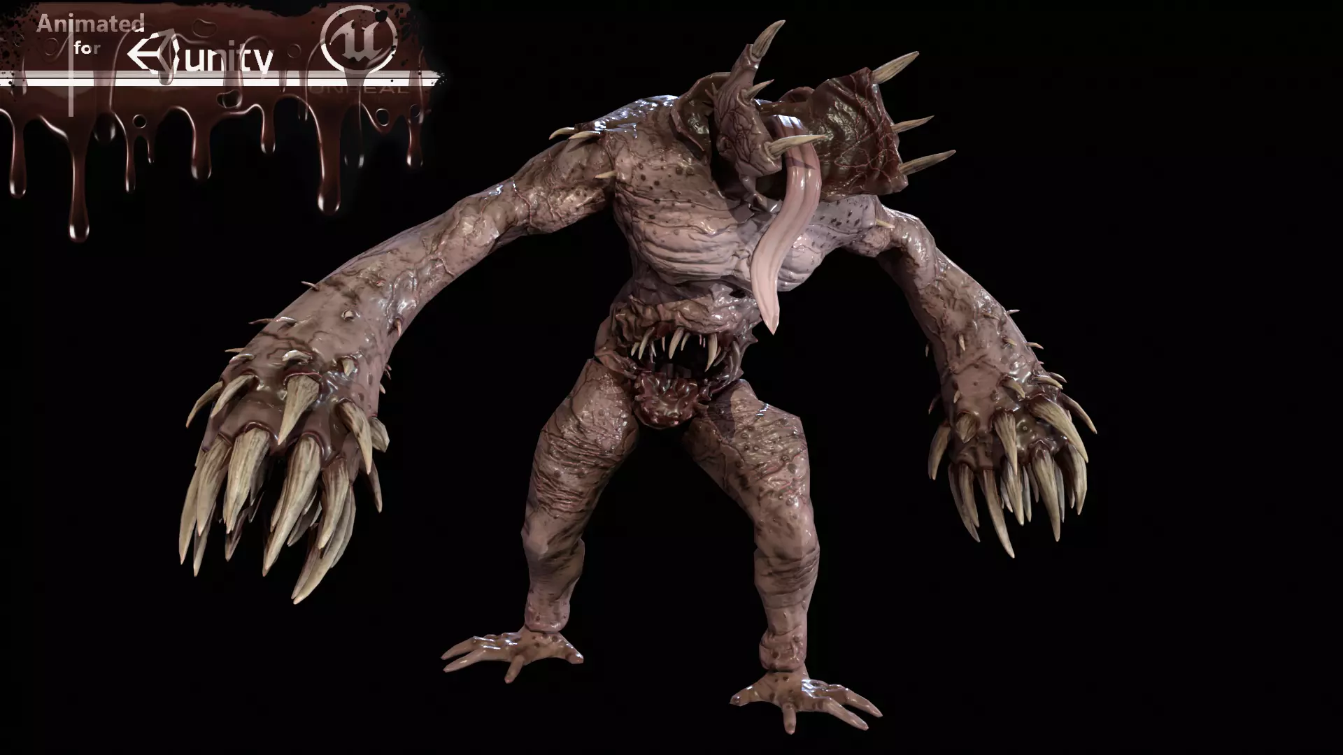 Necromutant6 creature with claws and claws Low-poly 3D model_0