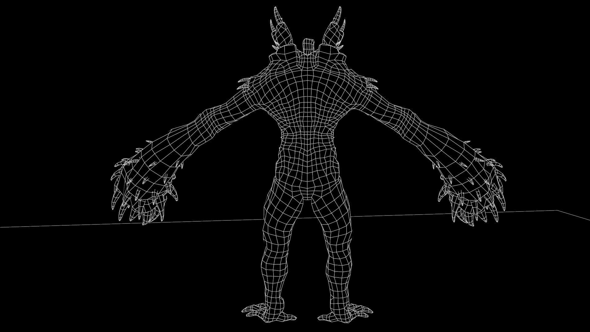 Necromutant6 creature with claws and claws Low-poly 3D model_11