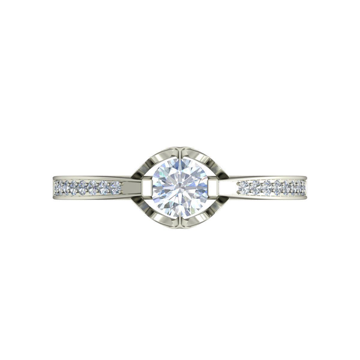 Solitaire Wedding Engagement Bridal Ring 3D print model_3