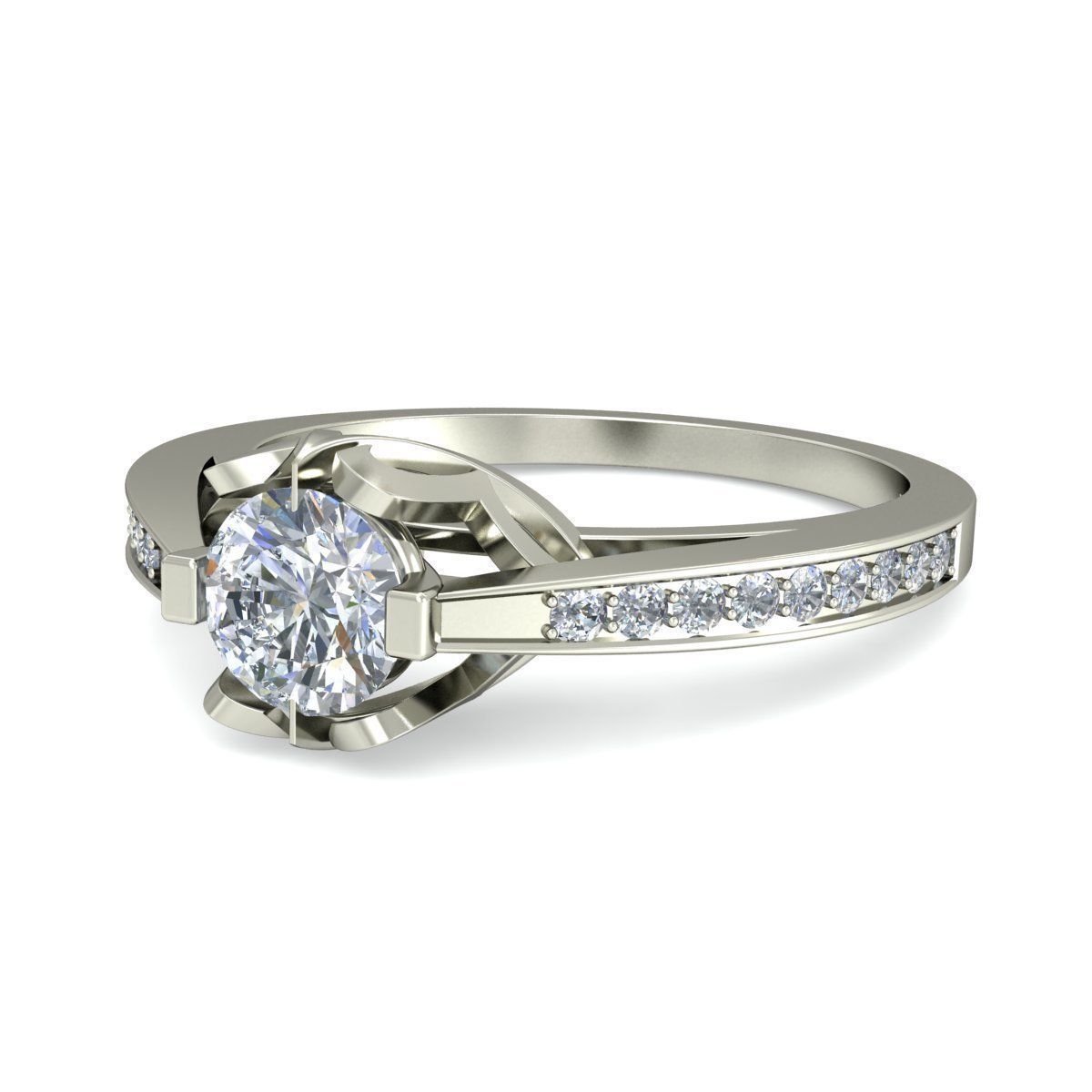 Solitaire Wedding Engagement Bridal Ring 3D print model_4