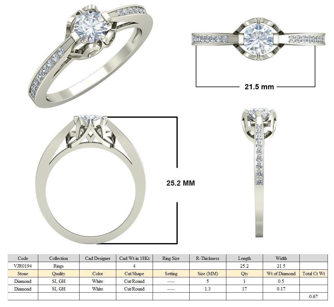 Solitaire Wedding Engagement Bridal Ring 3D print model_5