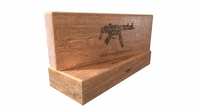 Millitary wooden weapon cleaning and repair kit da1 Low-poly 3D model