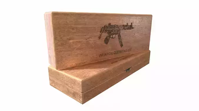 Millitary wooden weapon cleaning and repair kit da1 Low-poly 3D model