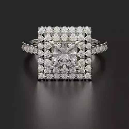 Princess Double Halo Ring