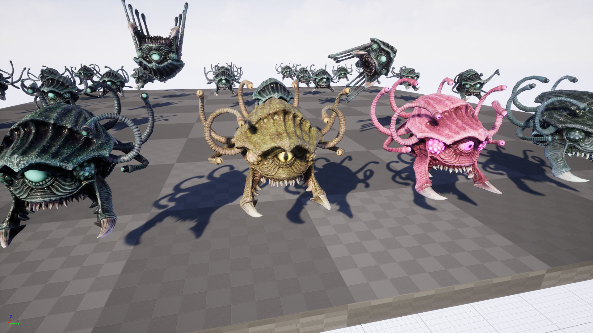 SeaObserver alien head with horns and teeth Low-poly 3D model_2