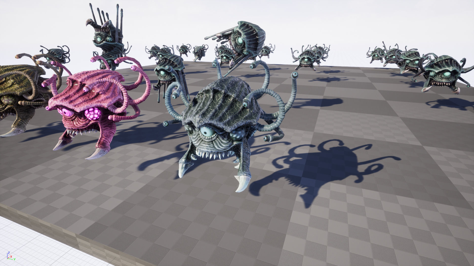 SeaObserver alien head with horns and teeth Low-poly 3D model_5