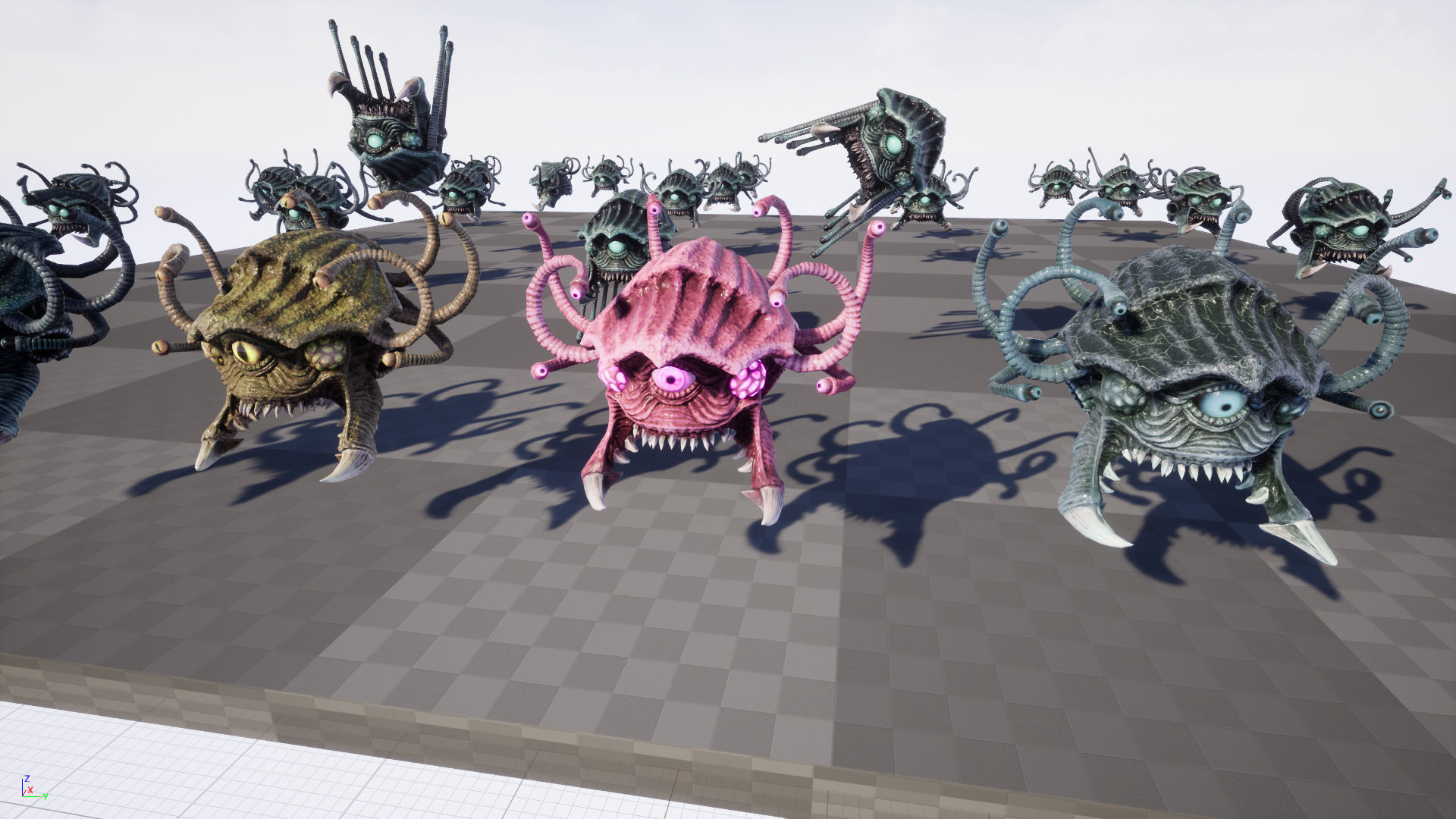 SeaObserver alien head with horns and teeth Low-poly 3D model_4