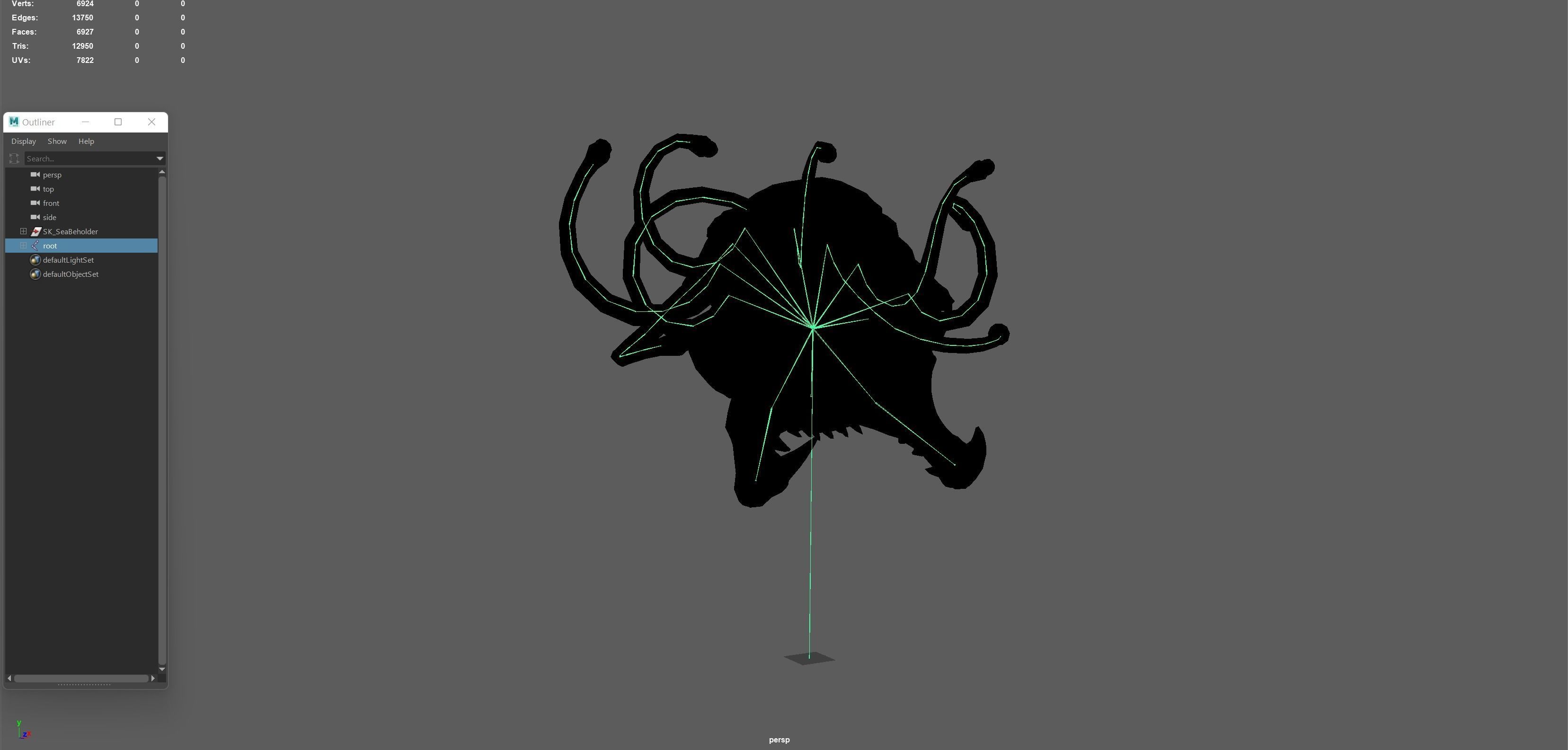 SeaObserver alien head with horns and teeth Low-poly 3D model_3