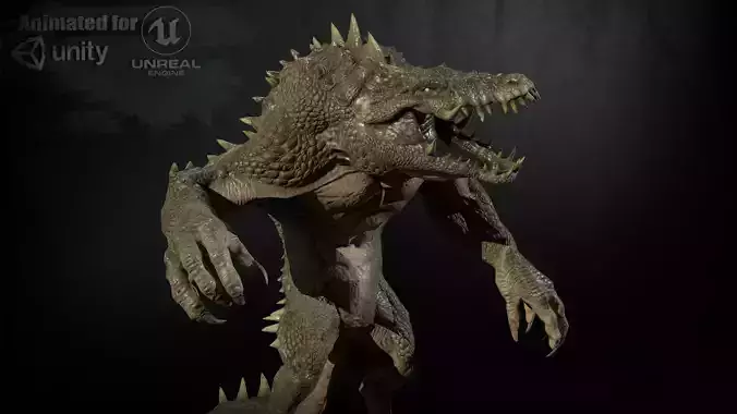 MutantCrocodile crocodile creature Low-poly 3D model