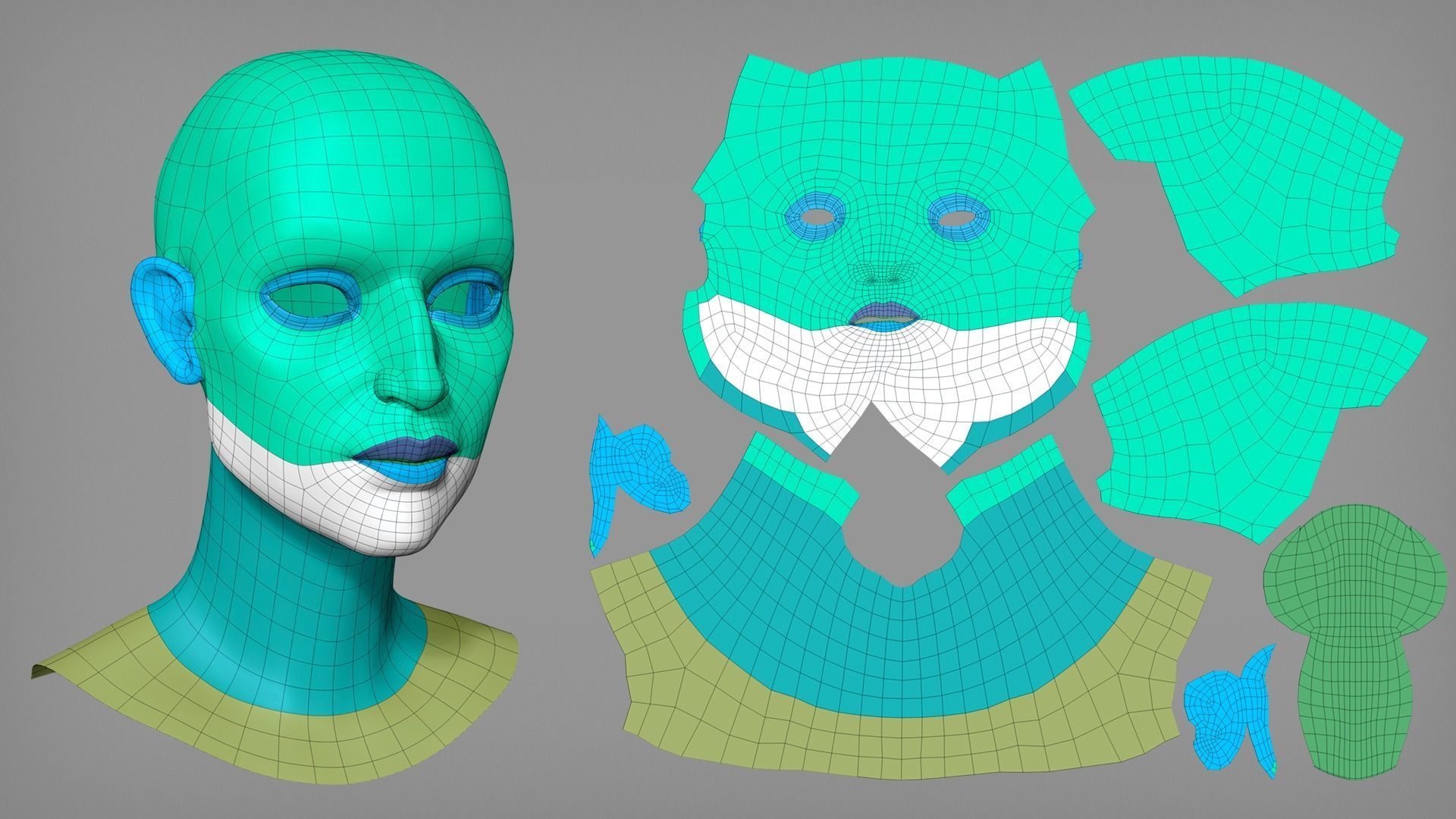 Cartoon female character Sheila base mesh 3D model_4