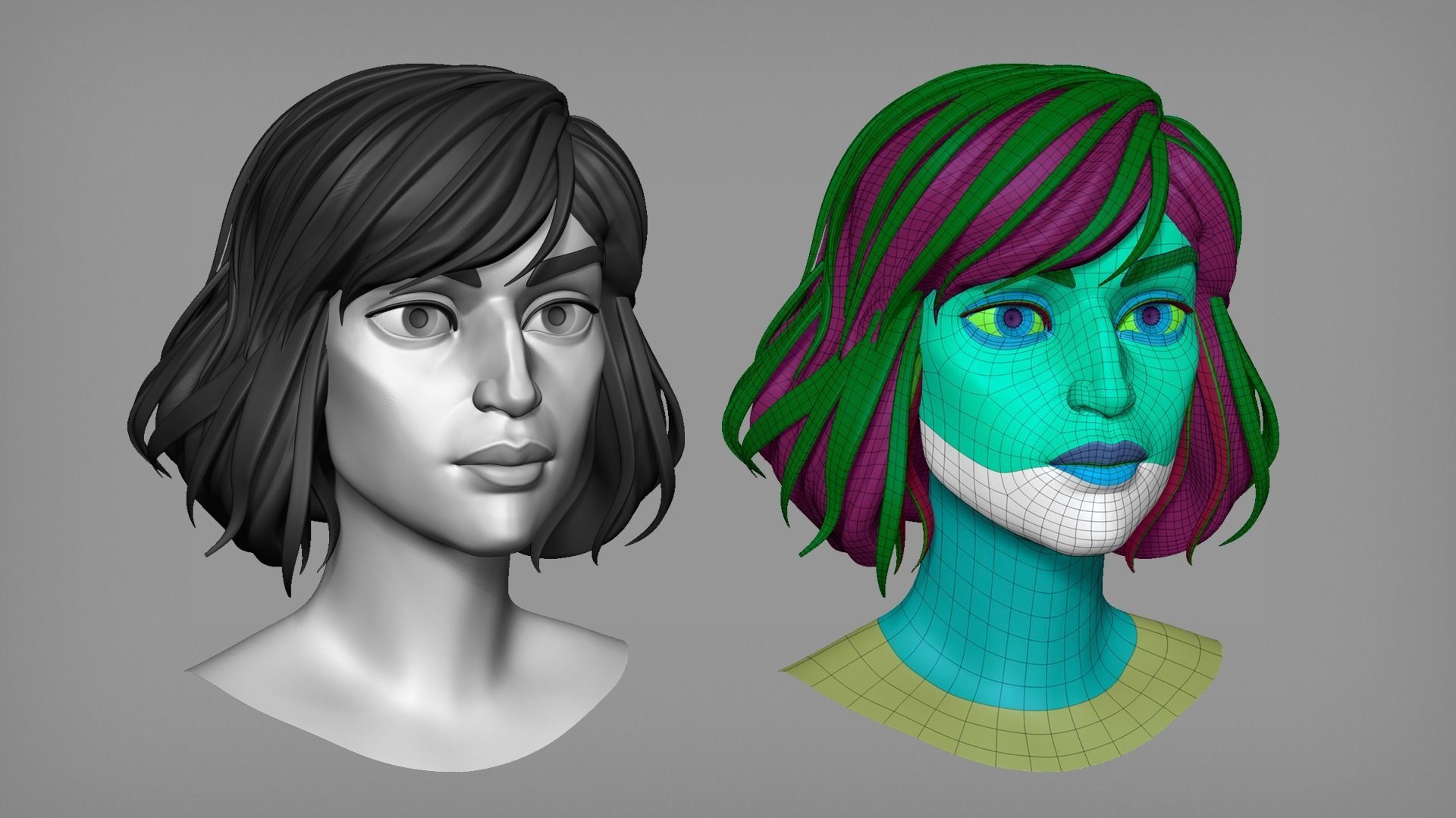 Cartoon female character Sheila base mesh 3D model_3