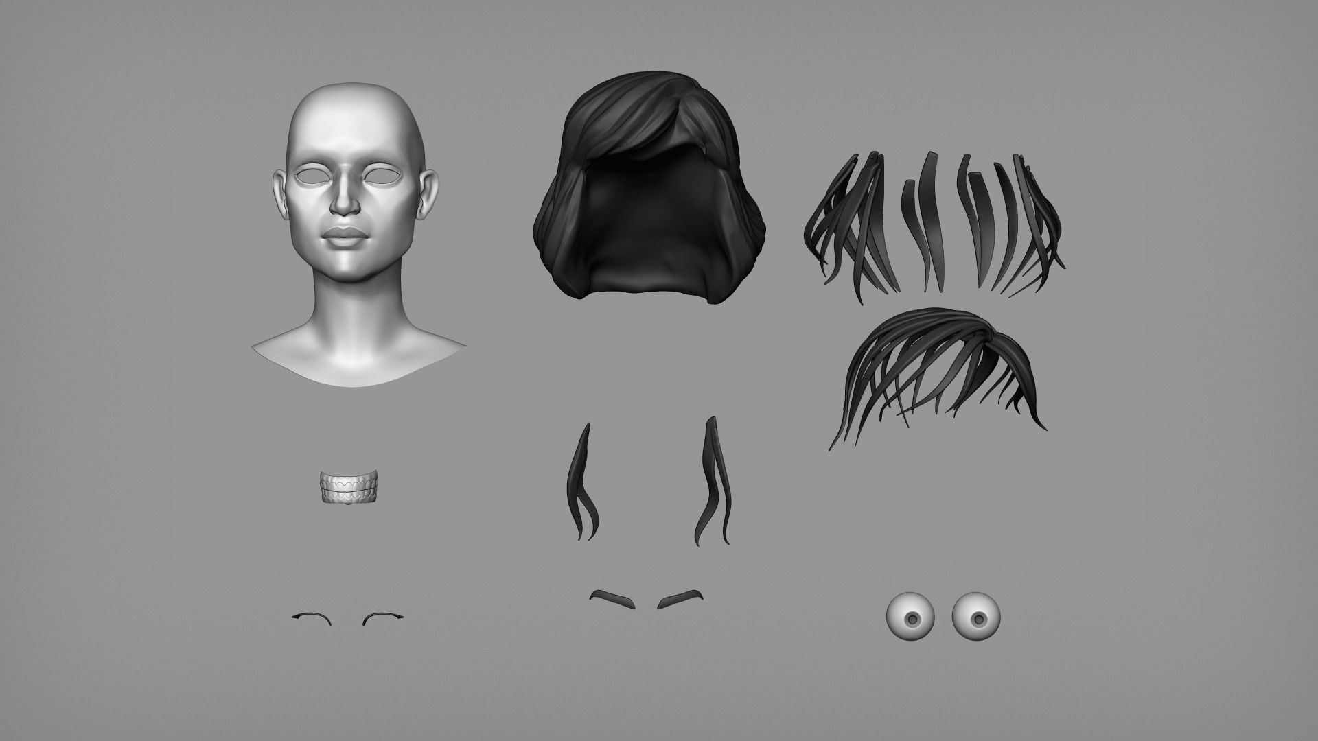 Cartoon female character Sheila base mesh 3D model_5