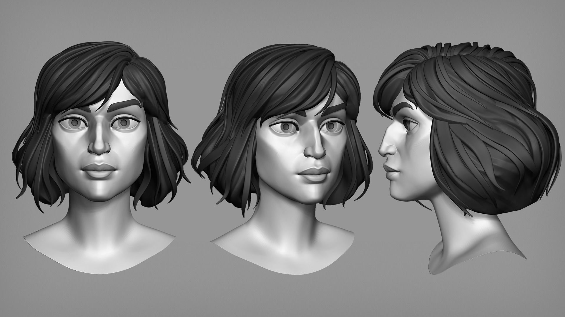 Cartoon female character Sheila base mesh 3D model_2