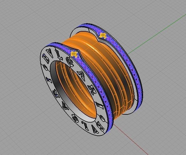 CG374 rose gold and enamel ring with diamonds 3D print model_19