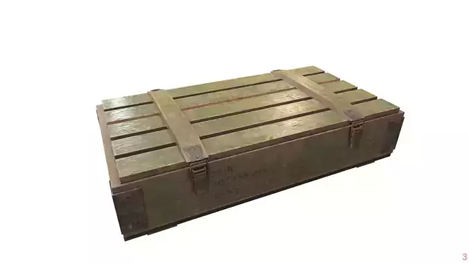Wooden military ammo box case da1  Low-poly 3D model