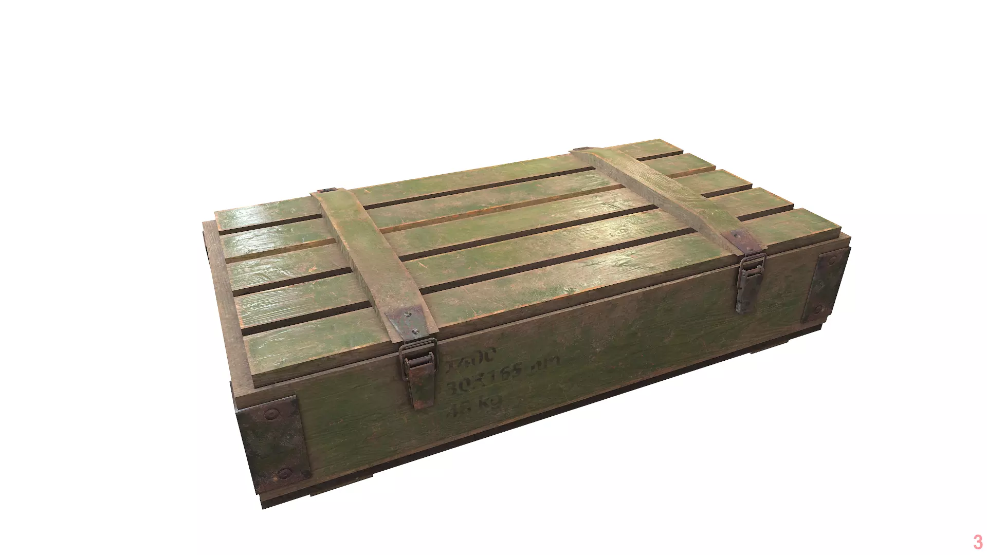 Wooden military ammo box case da1  Low-poly 3D model_0