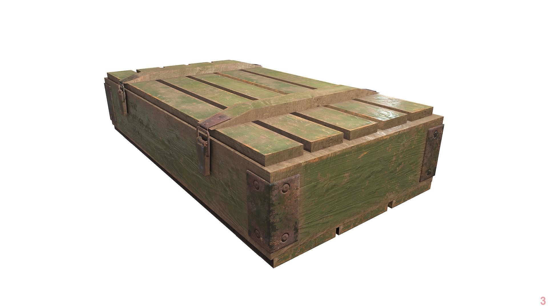 Wooden military ammo box case da1  Low-poly 3D model_1
