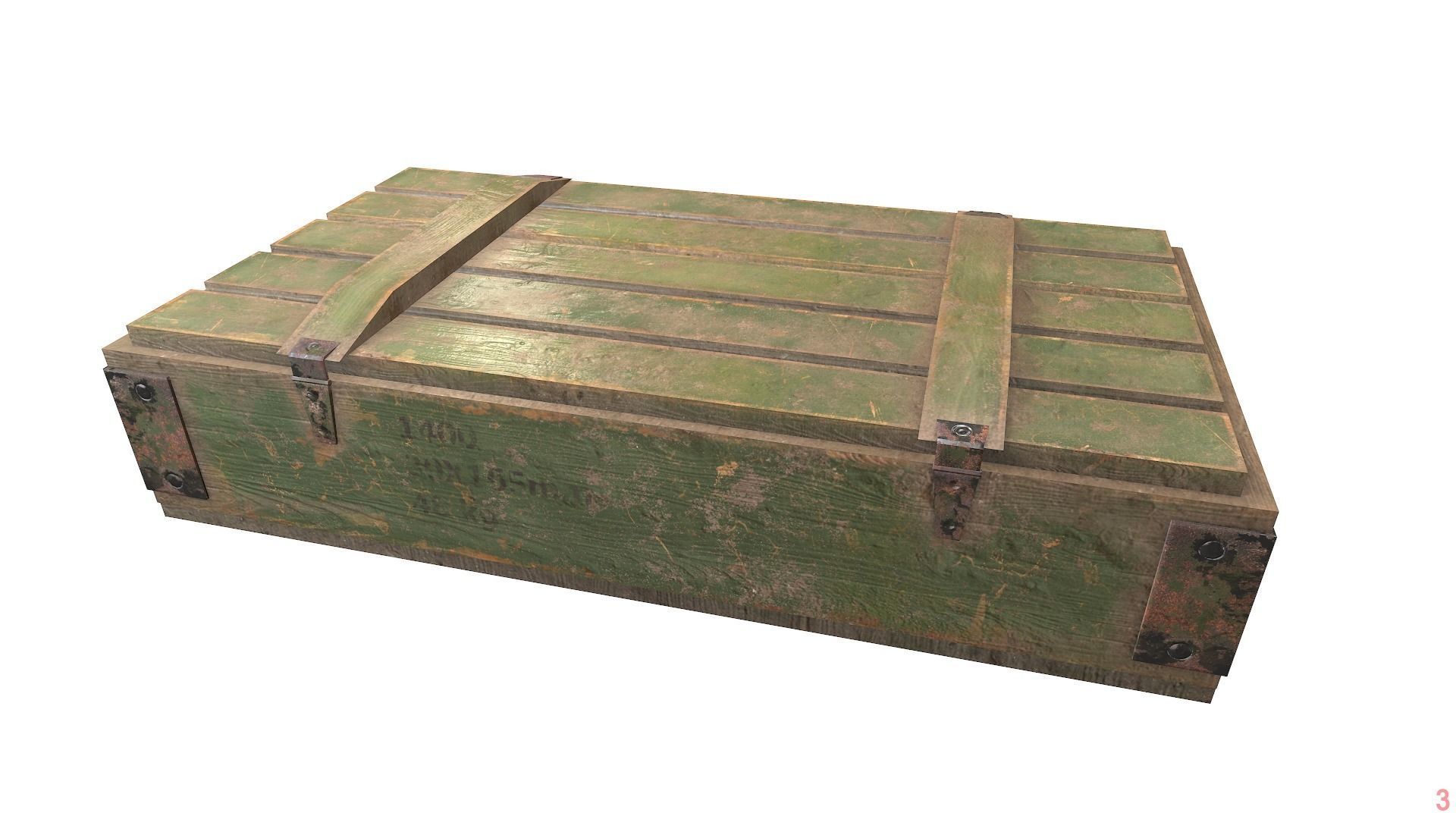 Wooden military ammo box case da1  Low-poly 3D model_2