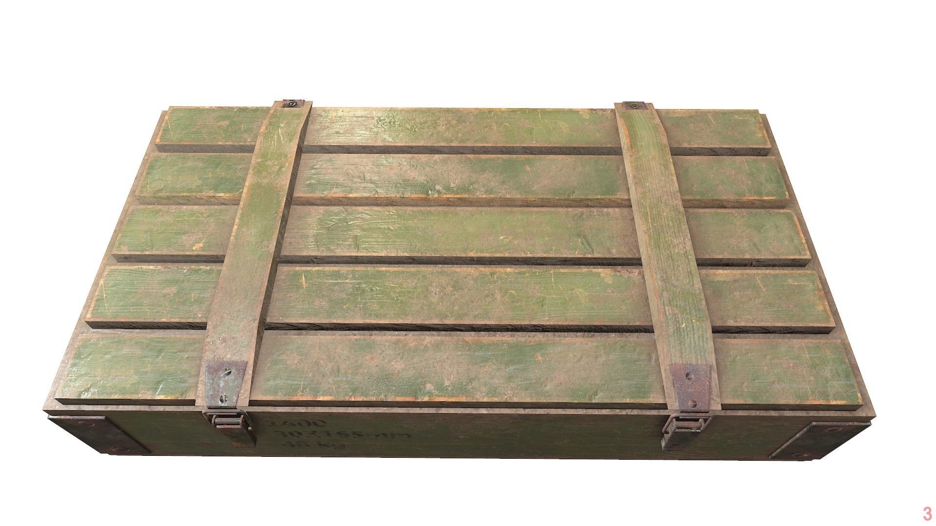 Wooden military ammo box case da1  Low-poly 3D model_3