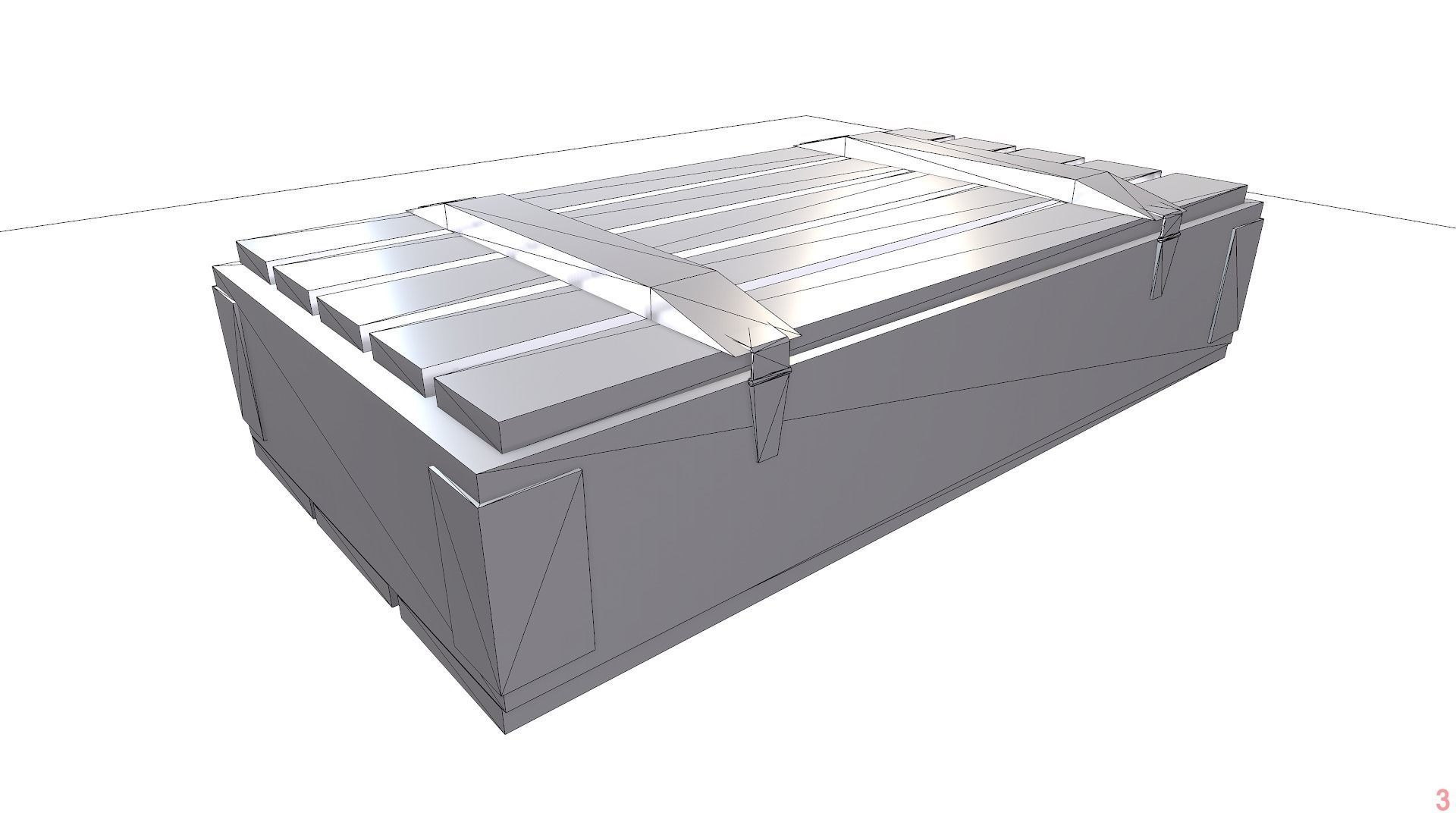 Wooden military ammo box case da1  Low-poly 3D model_6