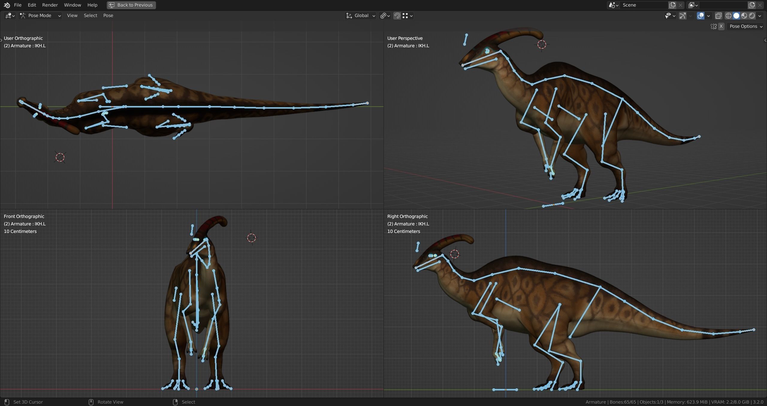 Parasaurolophus Low-poly RIG Low-poly 3D model_11