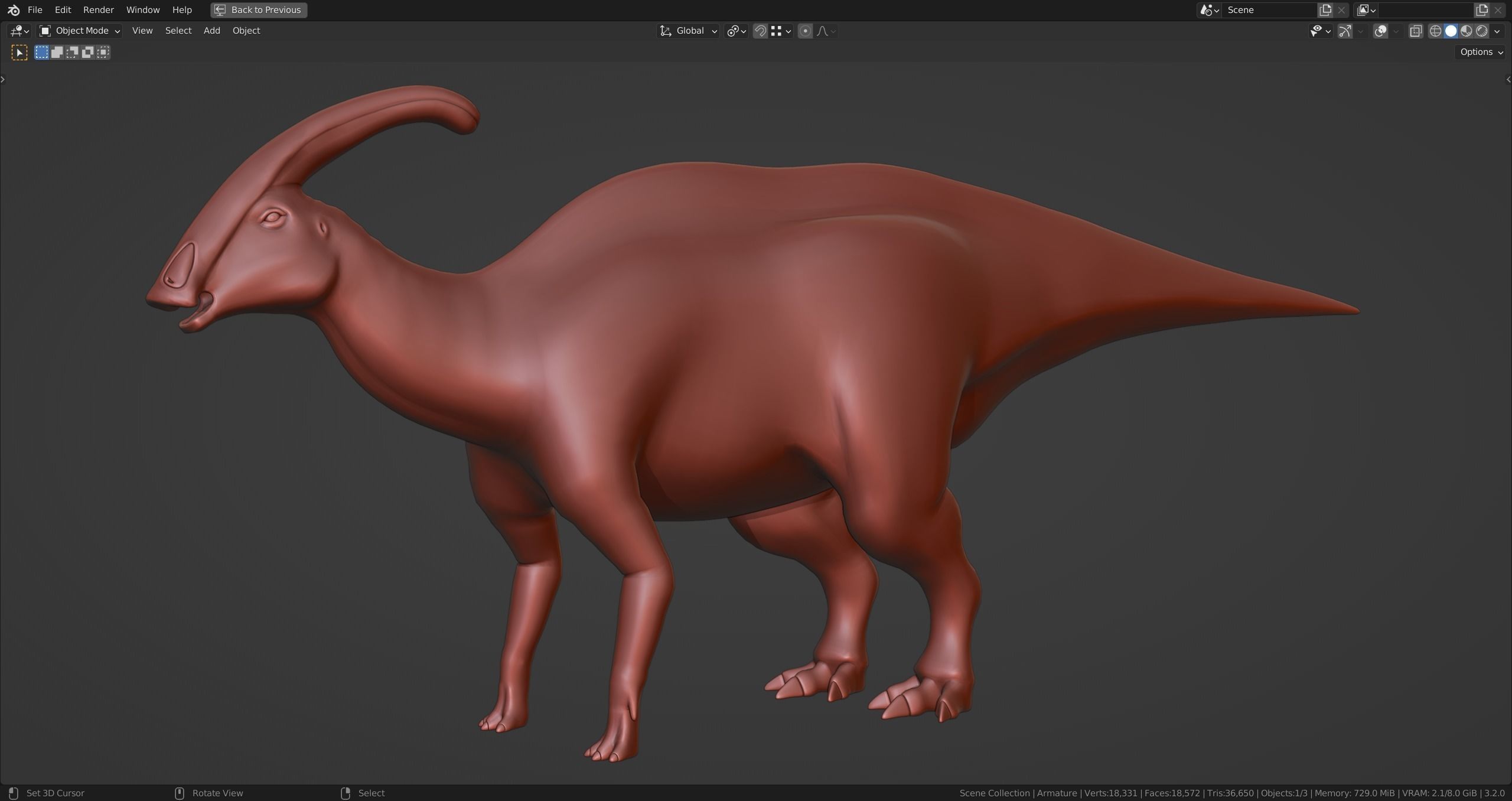 Parasaurolophus Low-poly RIG Low-poly 3D model_16