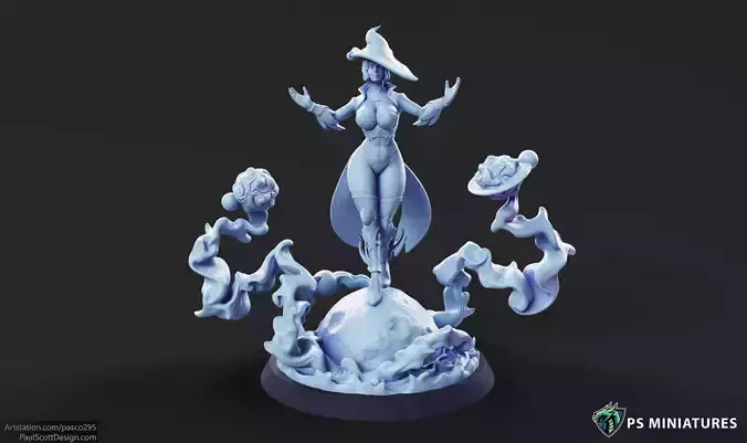 Arcane Witch Pose 4 - 6 Variants and Pinup 3D print model