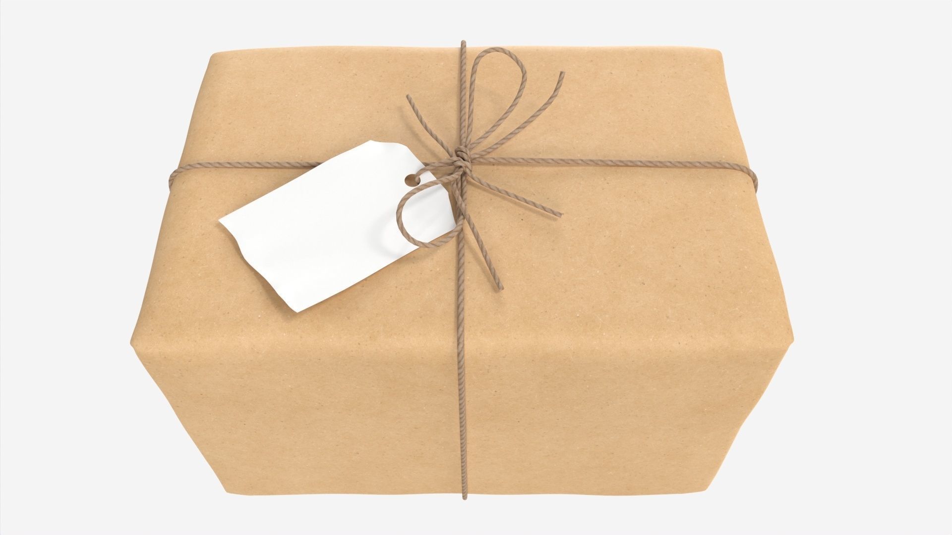 Parcel wrapped in kraft paper 3D model_4