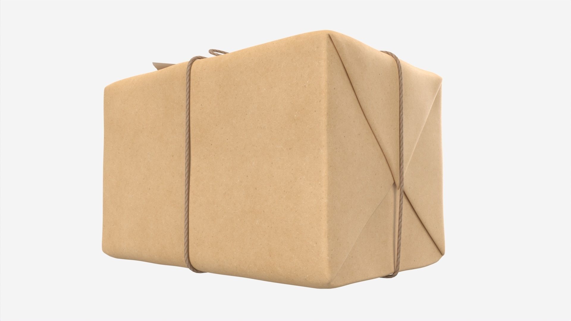 Parcel wrapped in kraft paper 3D model_1