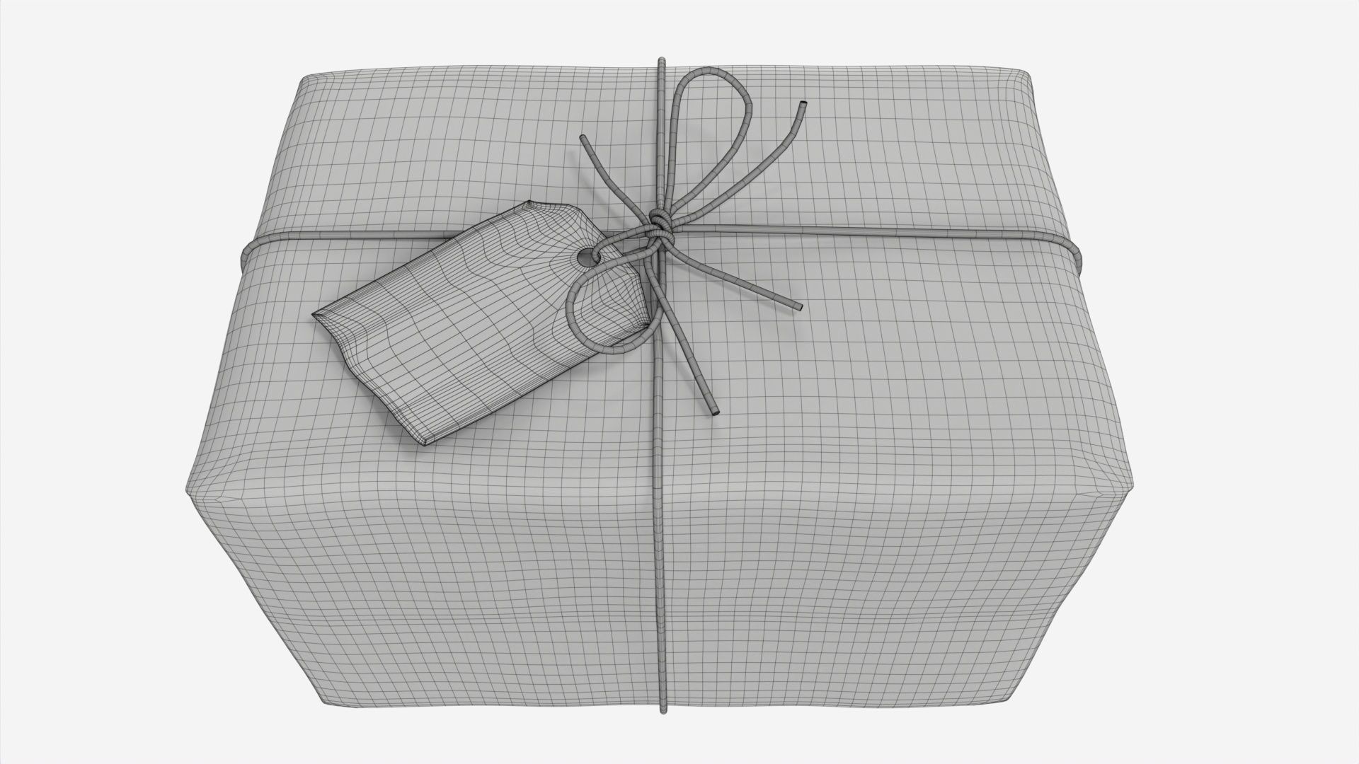 Parcel wrapped in kraft paper 3D model_9