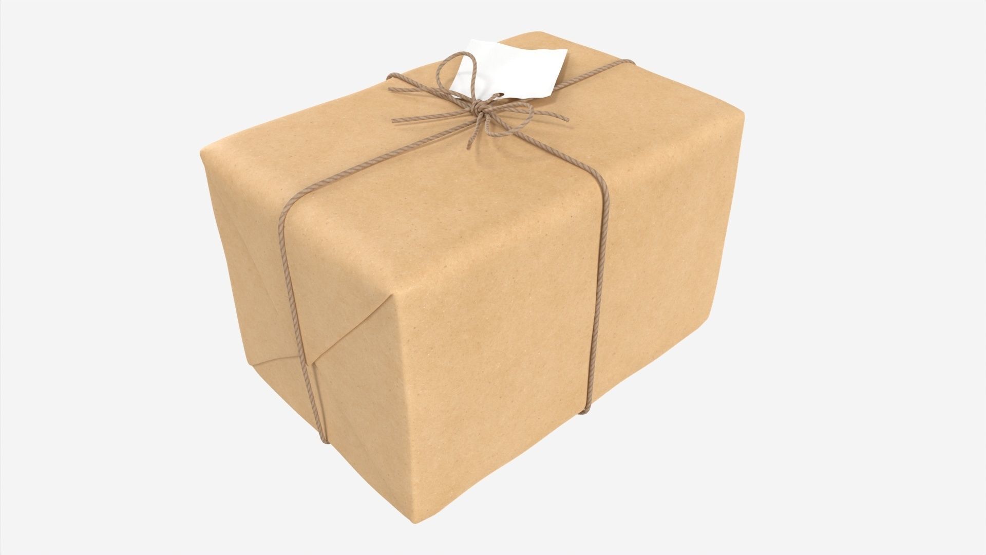 Parcel wrapped in kraft paper 3D model_2