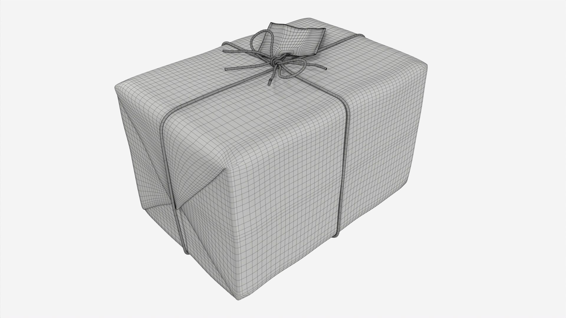 Parcel wrapped in kraft paper 3D model_7