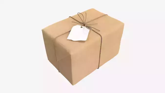 Parcel wrapped in kraft paper