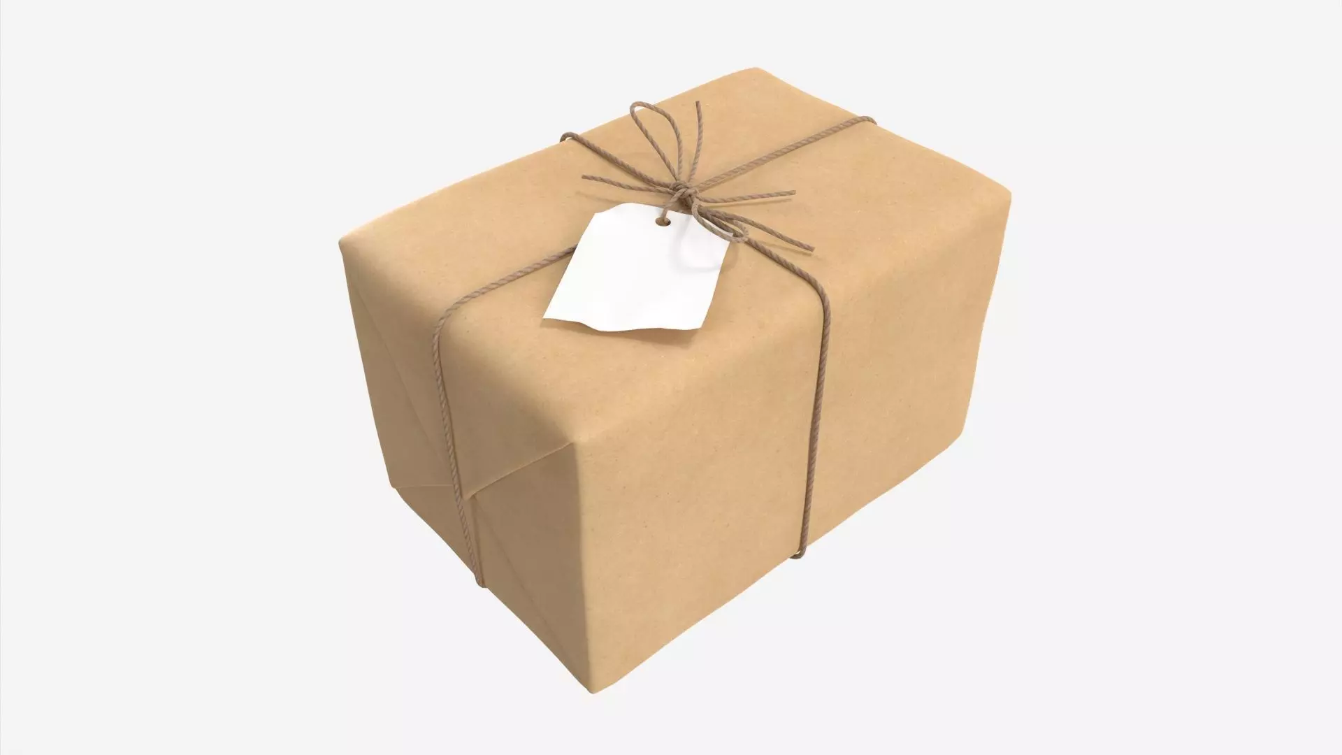 Parcel wrapped in kraft paper 3D model_0